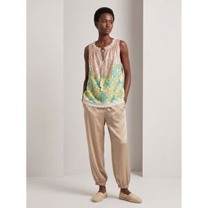 NWOT 100% Silk Namrata‎ Joshipura Sequin Embroidered Sleeveless Top S Boho